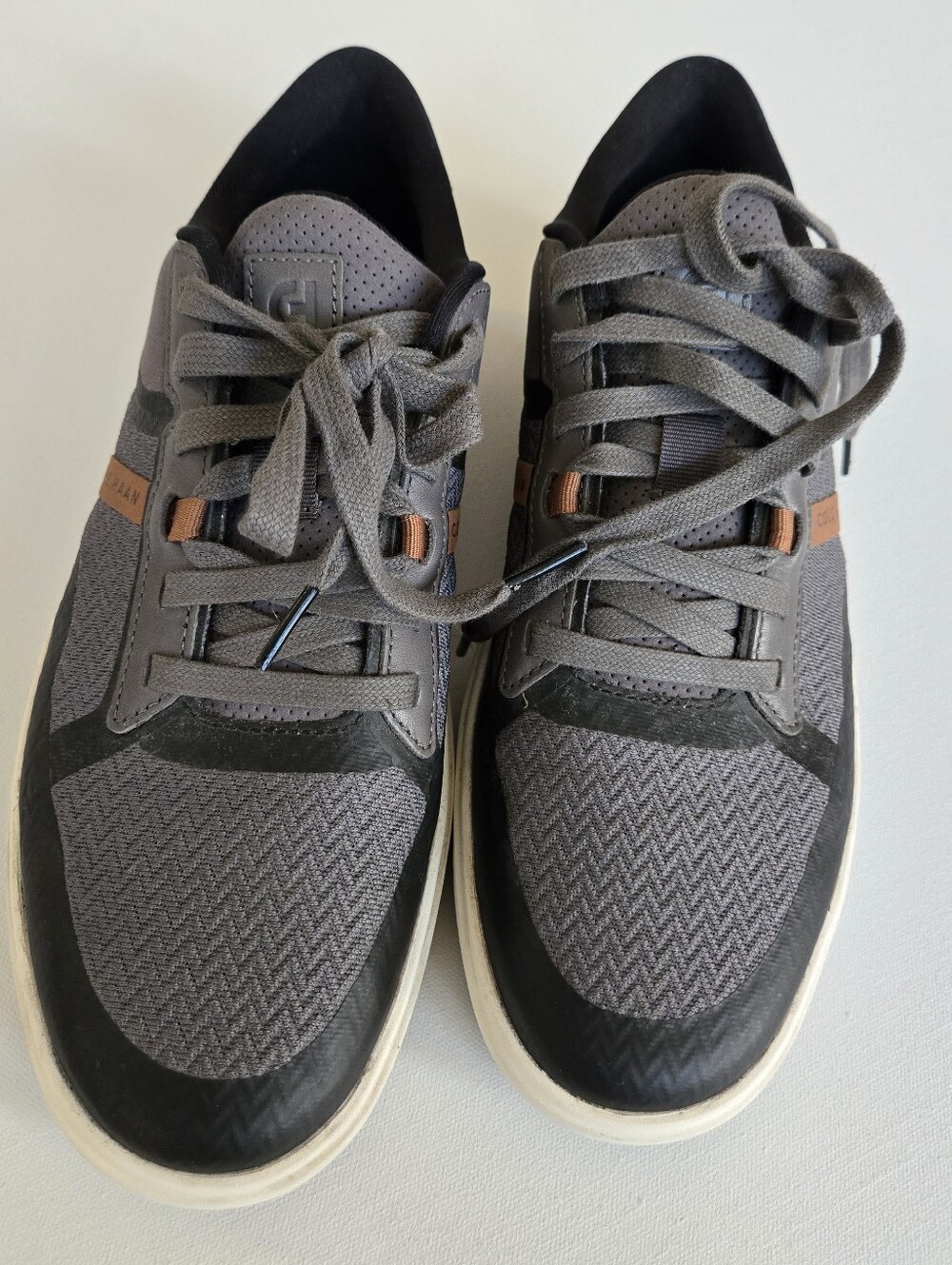 Cole Haan Men Grand Crosscourt Winner Shoes Grey Woven Comfort Low Top Sz 10